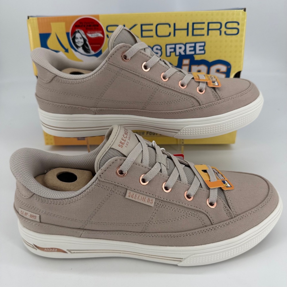 Skechers Hands Free Slip-ins Arch Fit Arcade See Ya There Taupe Wide 177197W TPE